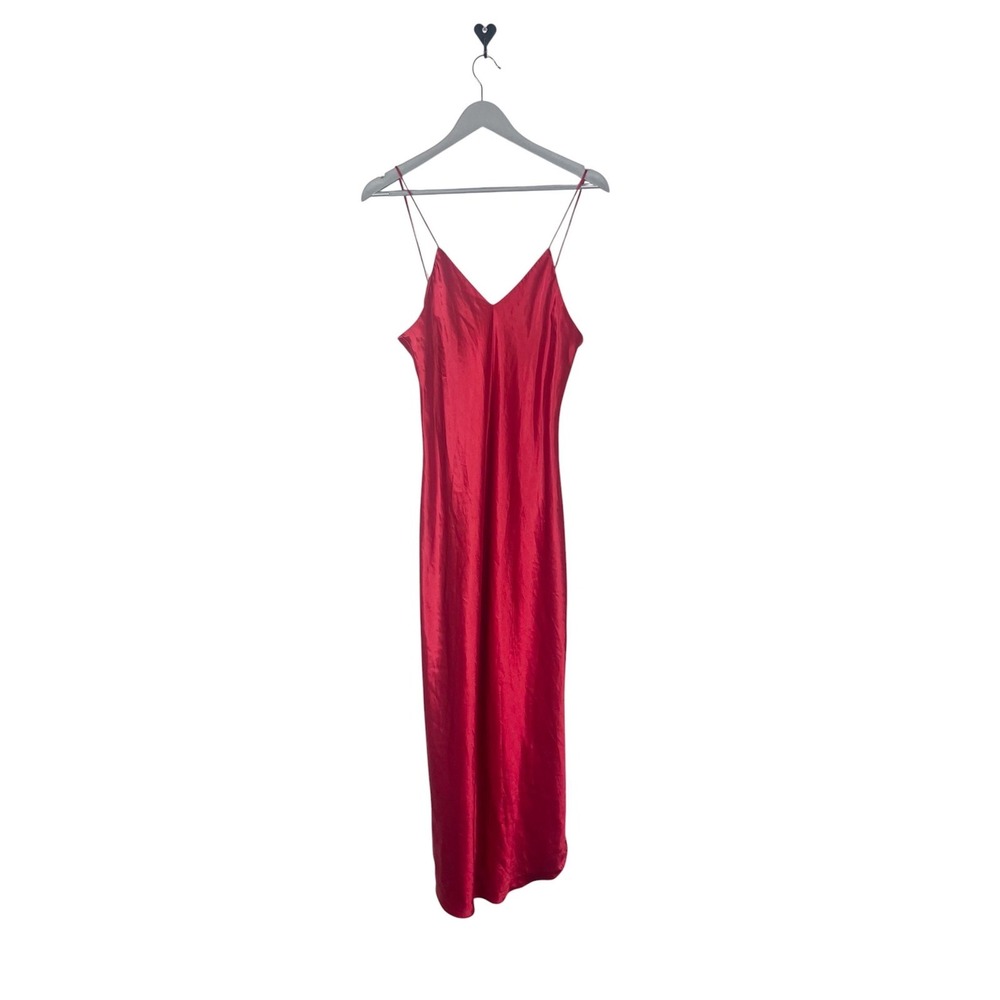 Vintage maxi length lingerie slip dress nightgown‎ Red large slinky silky sexy